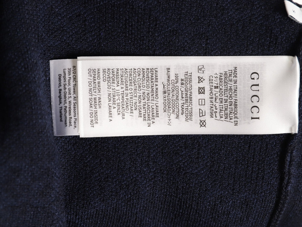 Gucci Tonal Allover-Pattern Short-Sleeve Knit Polo Shirt - Navy